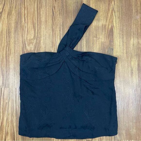 Veronica Beard Navy One Shoulder Linen Blend Blouse Size 12 Belinda Top NWT - Picture 7 of 14